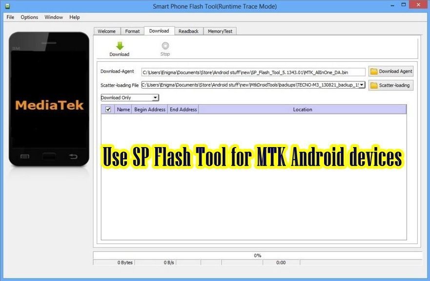 Guide to use SP Flash Tool for MTK Android devices Tecno, Gionee, Infinix, Opsson and Innjoo
